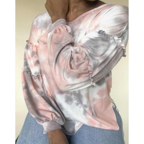 (NWT) Tie Dye Balloon Sleeve Sweater - Picture 2 of 5